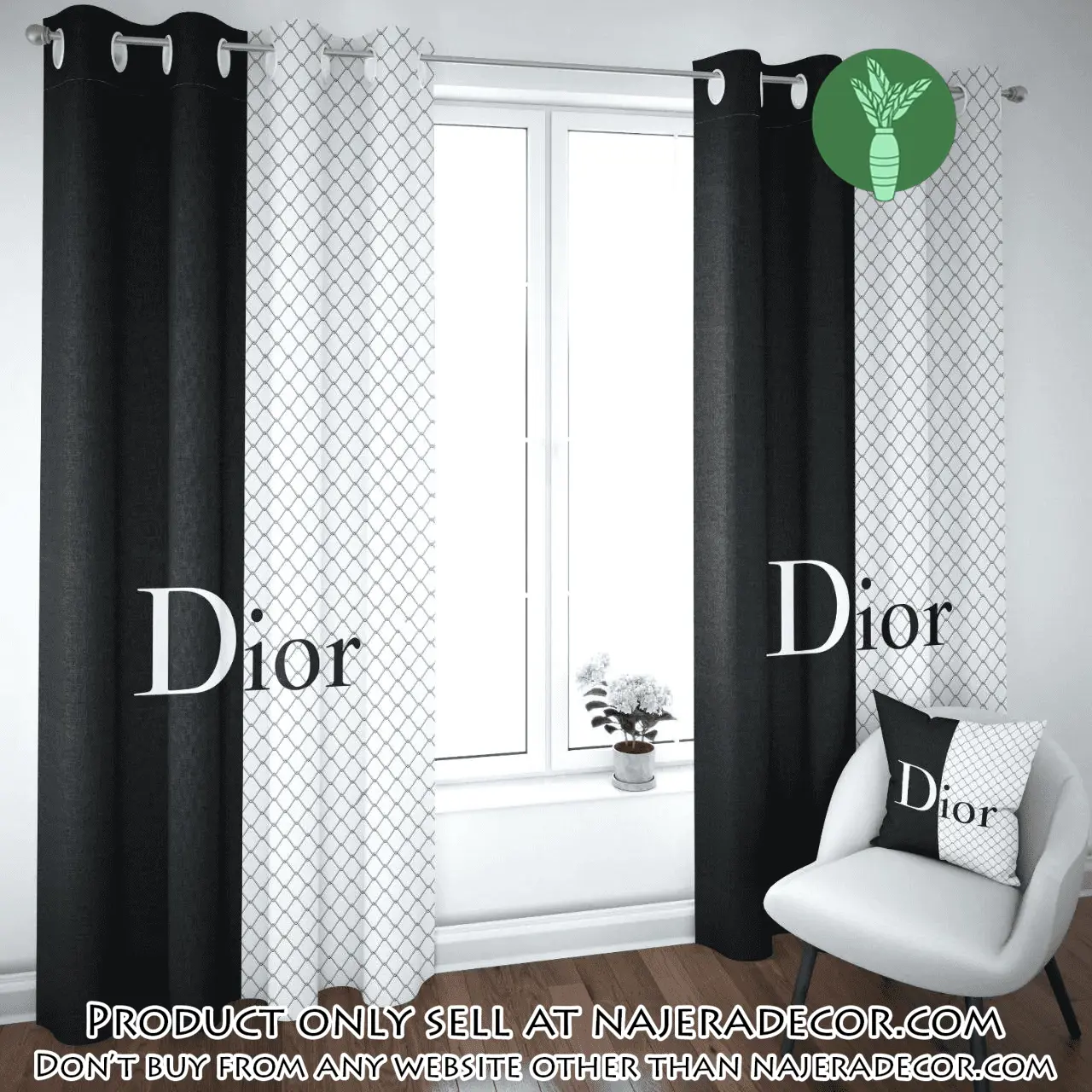 Dior black white premium window curtains hot  luxury curtain wc099 njr3142622